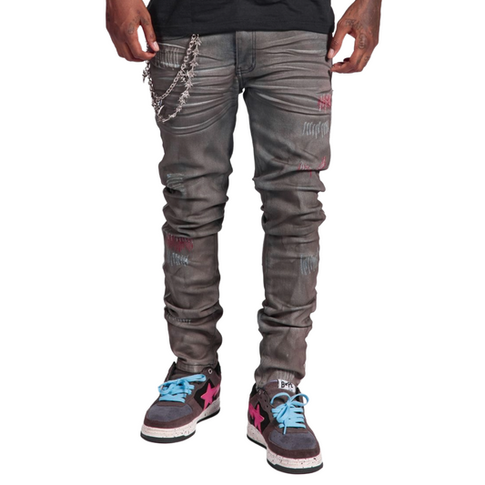 MELEE "DETROIT" SKINNY JEANS (OIL BLK)