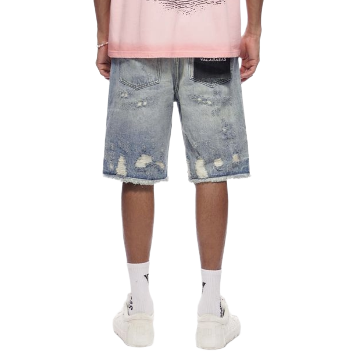 VALABASAS "CLIPPED" WASHED DENIM SHORTS (BLUE)