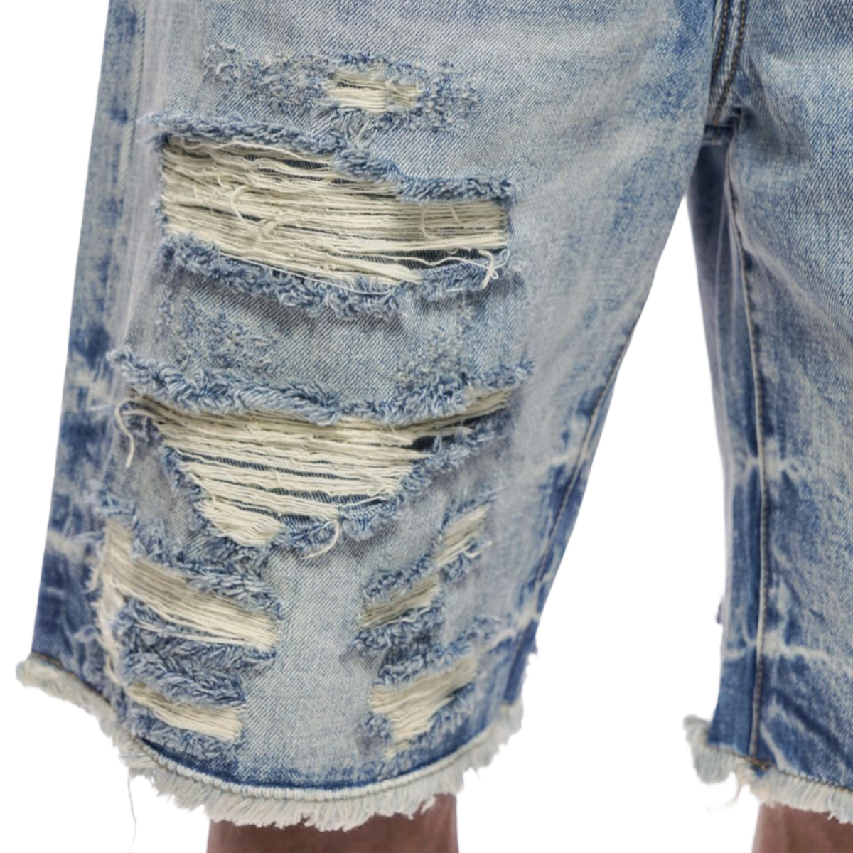 VALABASAS "CLIPPED" WASHED DENIM SHORTS (BLUE)
