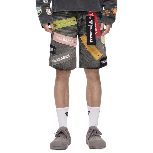 VALABASAS "BANNER" WASHED DENIM SHORTS (GREY)
