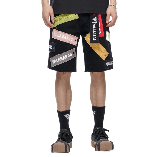 VALABASAS "BANNER" DENIM SHORTS (JET BLK)