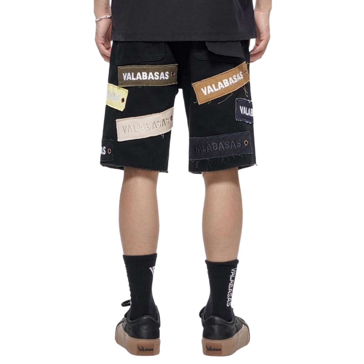 VALABASAS "BANNER" DENIM SHORTS (JET BLK)