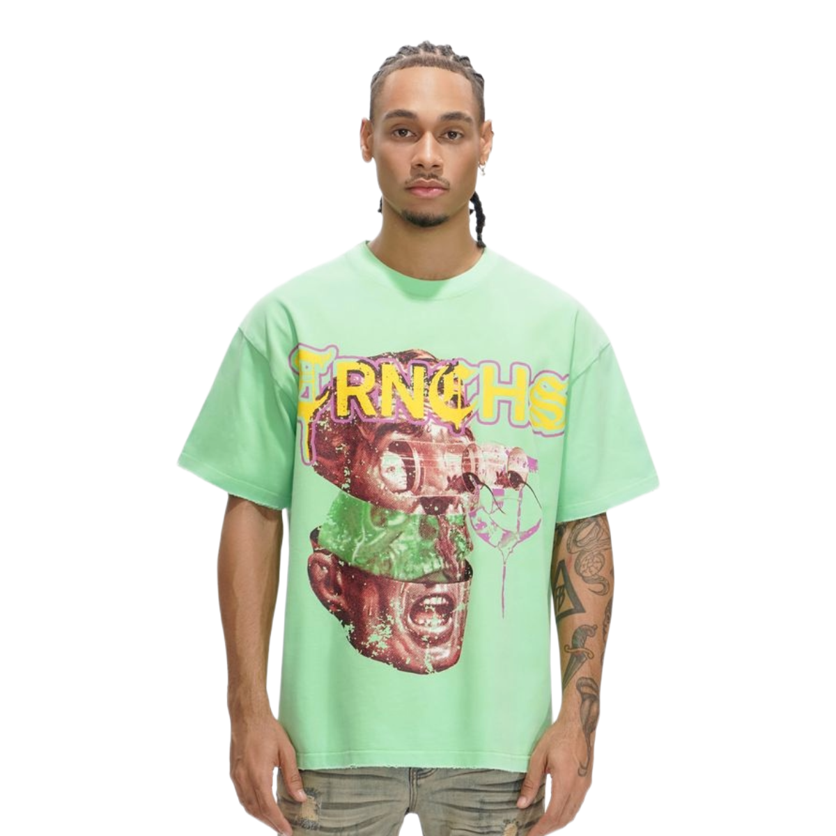 TRNCHS 'MENTAL WARFARE' SS TEE (MINT GRN)