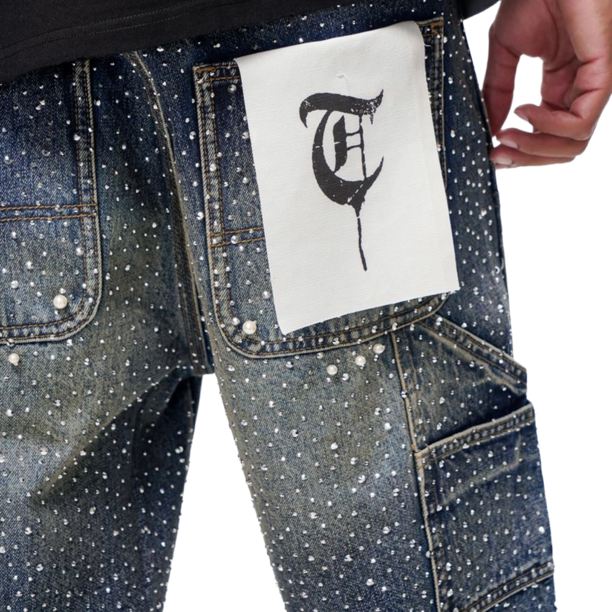 TRNCHS 'ARMOR' WASHED DENIM SHORTS (DK BLUE)