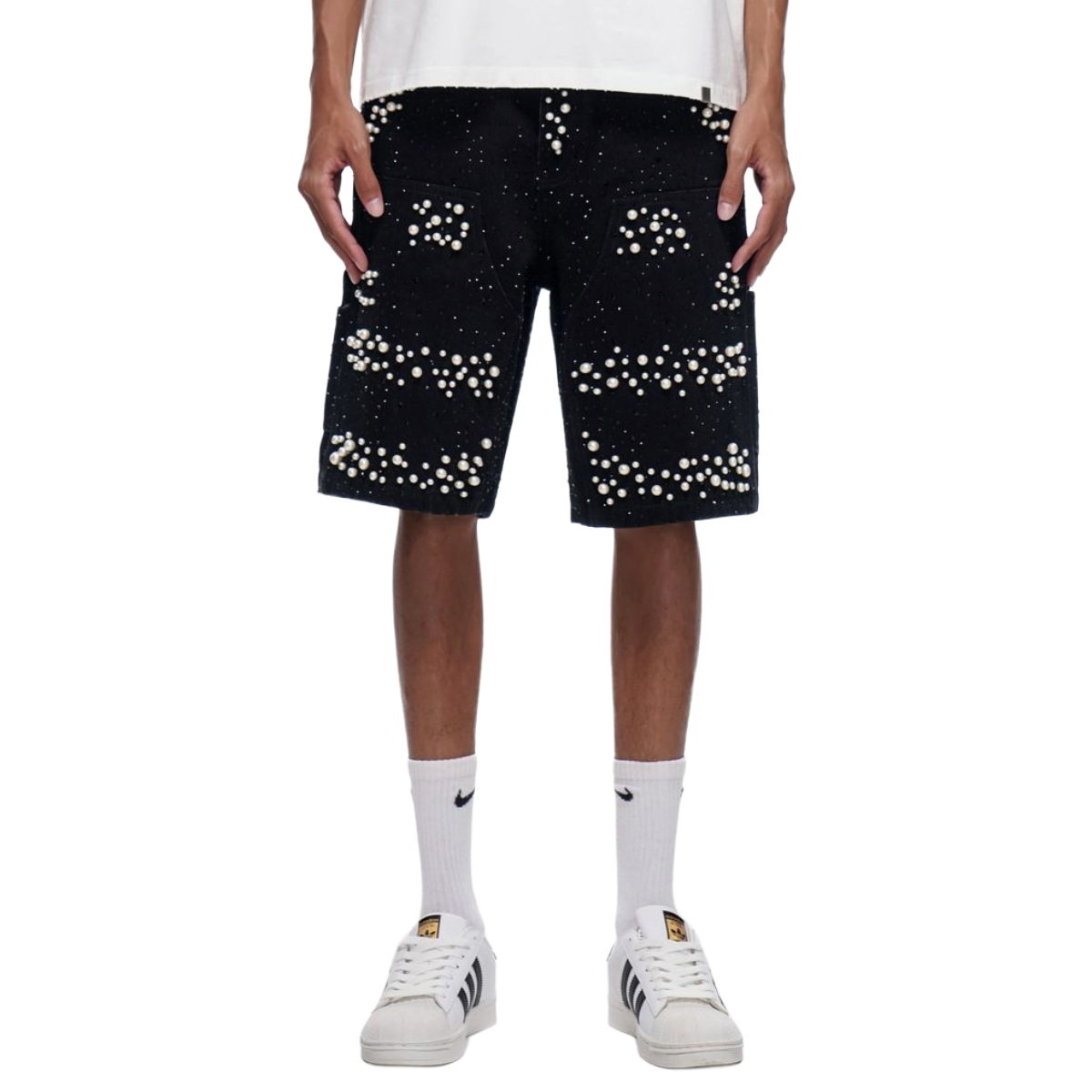 TRNCHS 'ARMOR' DENIM SHORTS (BLK)