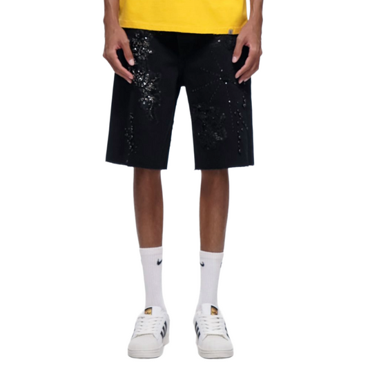 TRNCHS 'STITCHED' DENIM SHORTS (BLK)