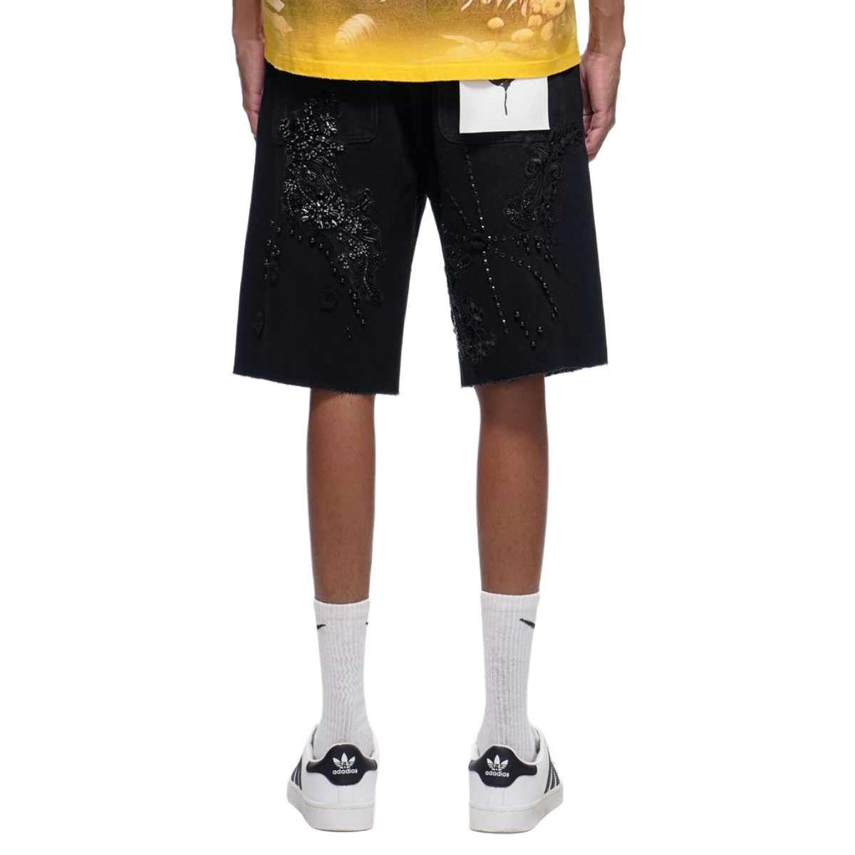 TRNCHS 'STITCHED' DENIM SHORTS (BLK)