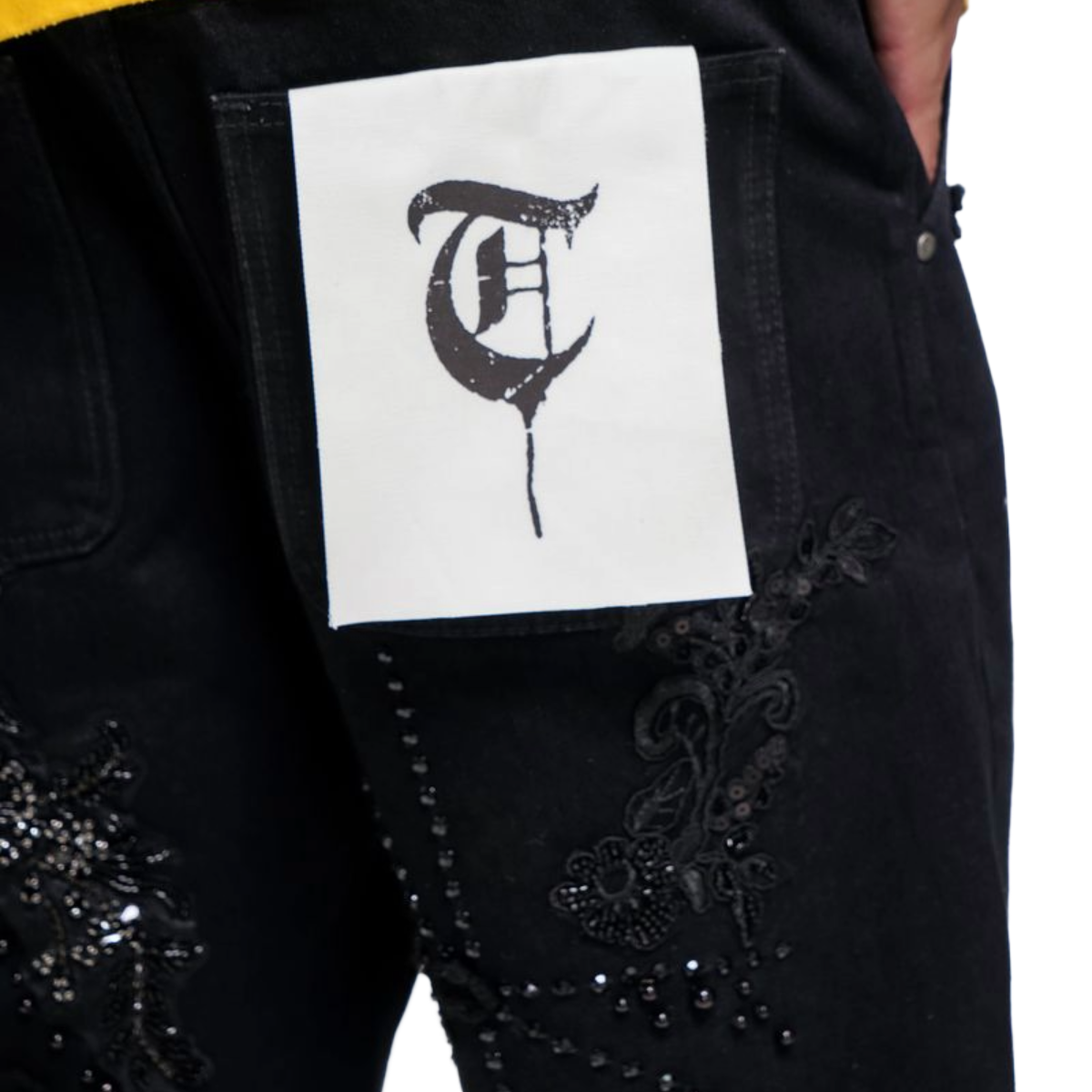 TRNCHS 'STITCHED' DENIM SHORTS (BLK)