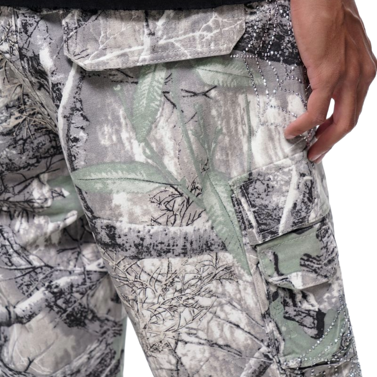 TRNCHS 'ABANDON' DENIM SHORTS (GRAY CAMO)