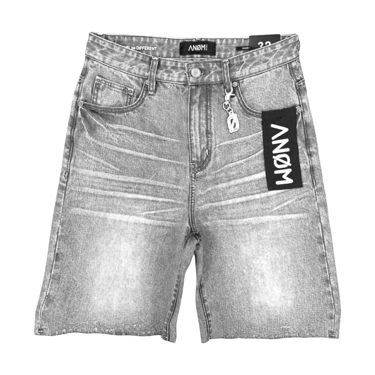 ANOM 'FRAME' WASHED DENIM SHORTS (LT GRAY)