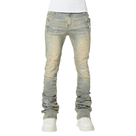GUAPI 'FADED CROSS' STACKED DENIM (LT BLUE WASH)