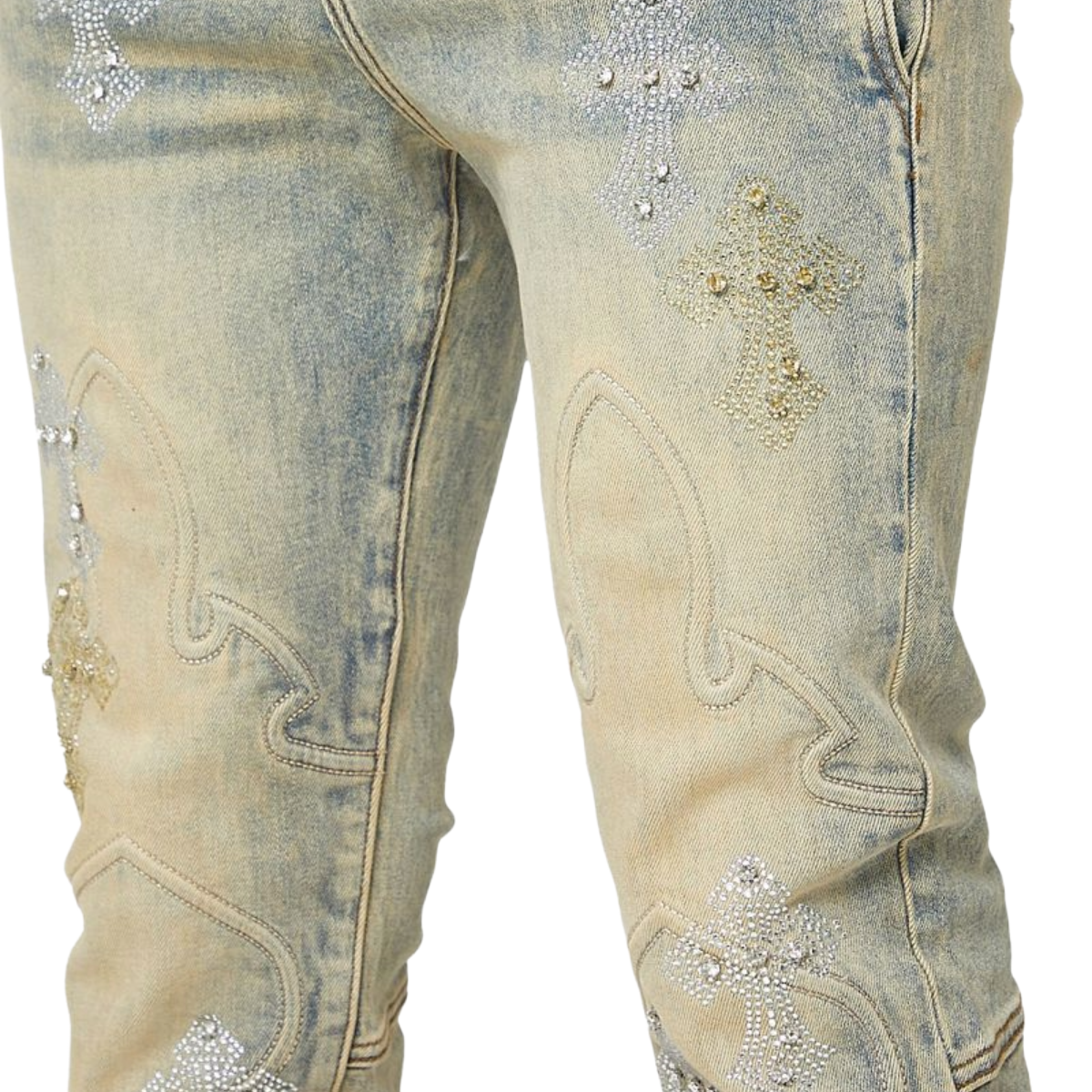 GUAPI 'FADED CROSS' STACKED DENIM (LT BLUE WASH)