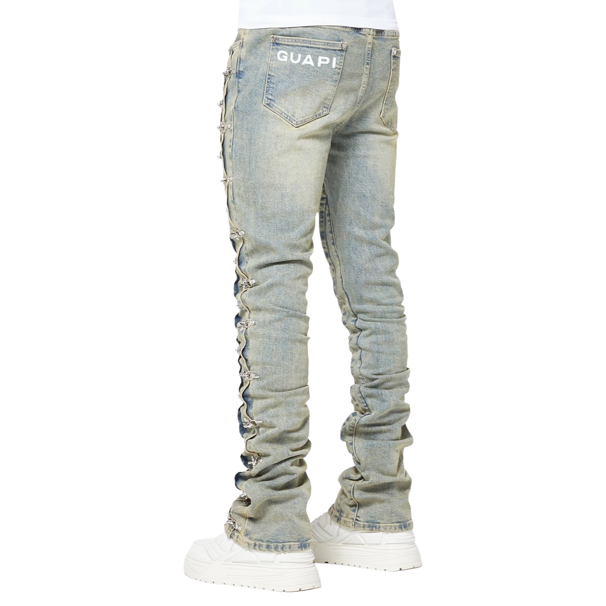 GUAPI 'AVIATION CLASP' SLIM STACKED DENIM (VTG BLUE)