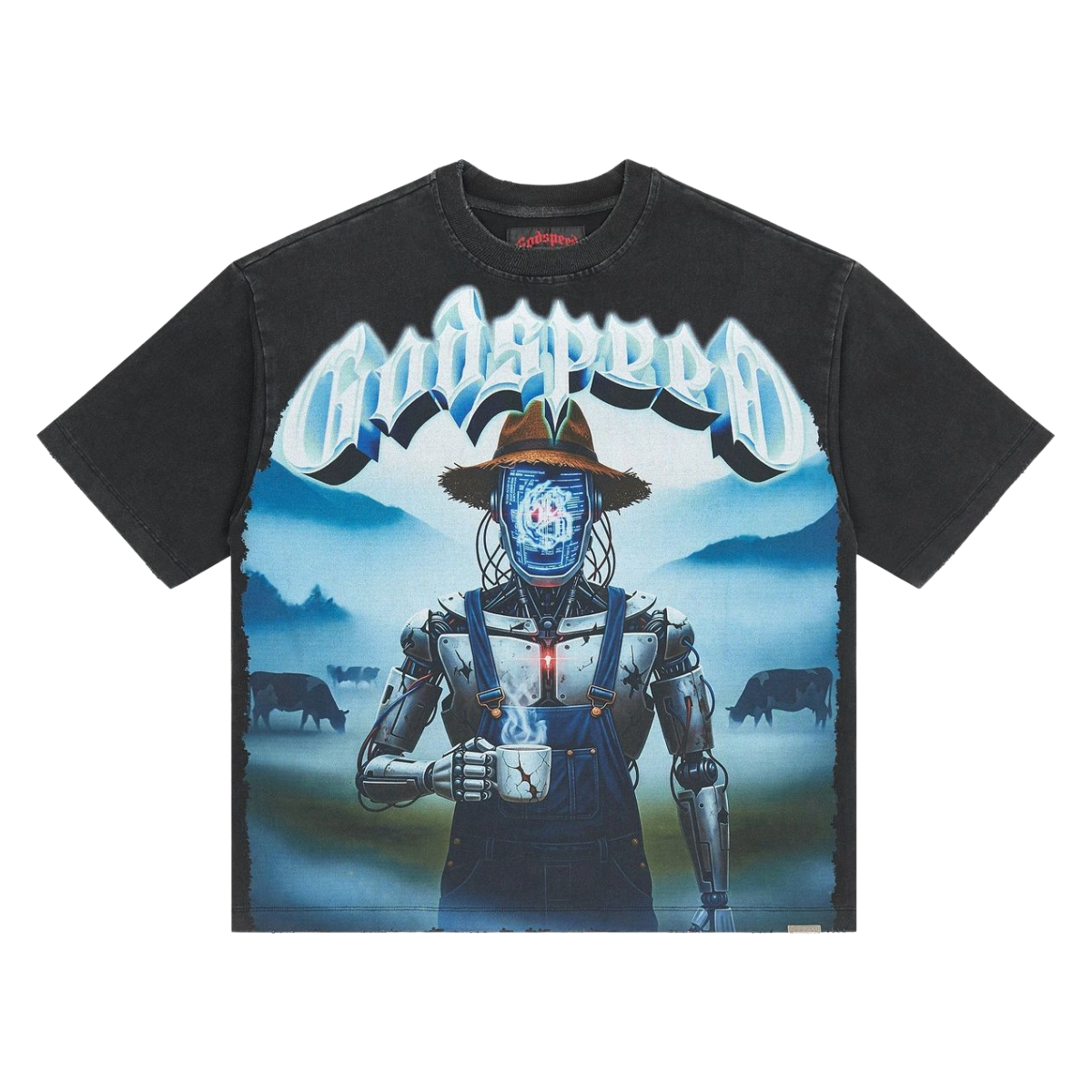 GODSPEED 'AURA FARM' SS TEE (BLK WASH)