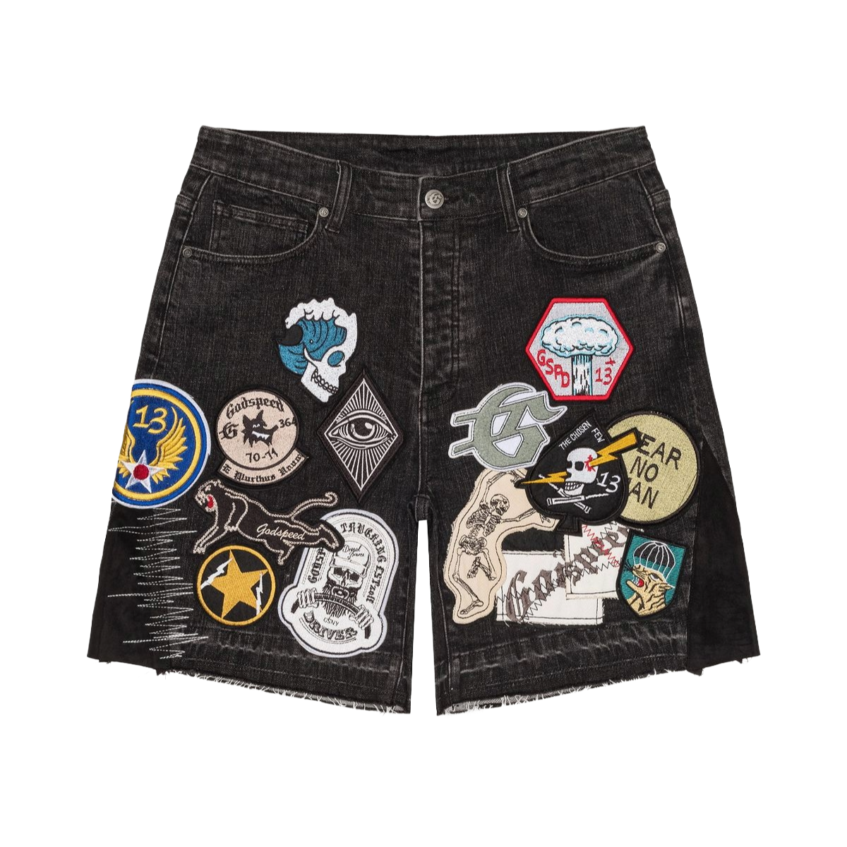 GODSPEED 'PATCHWORK V2' DENIM SHORTS (BLK)
