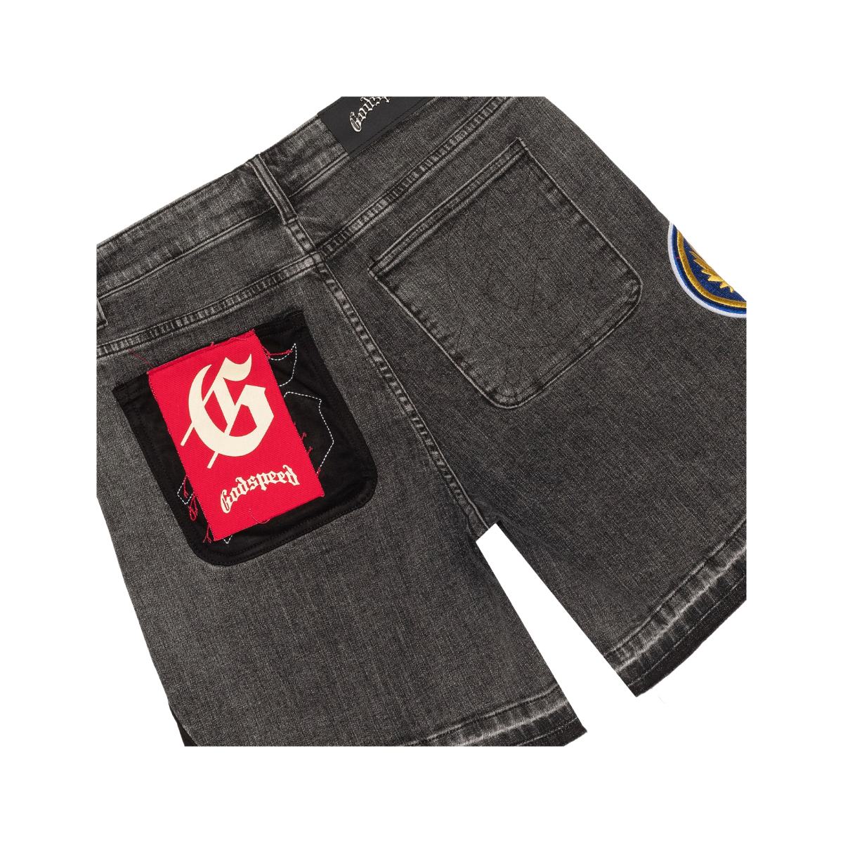 GODSPEED 'PATCHWORK V2' DENIM SHORTS (GREY)