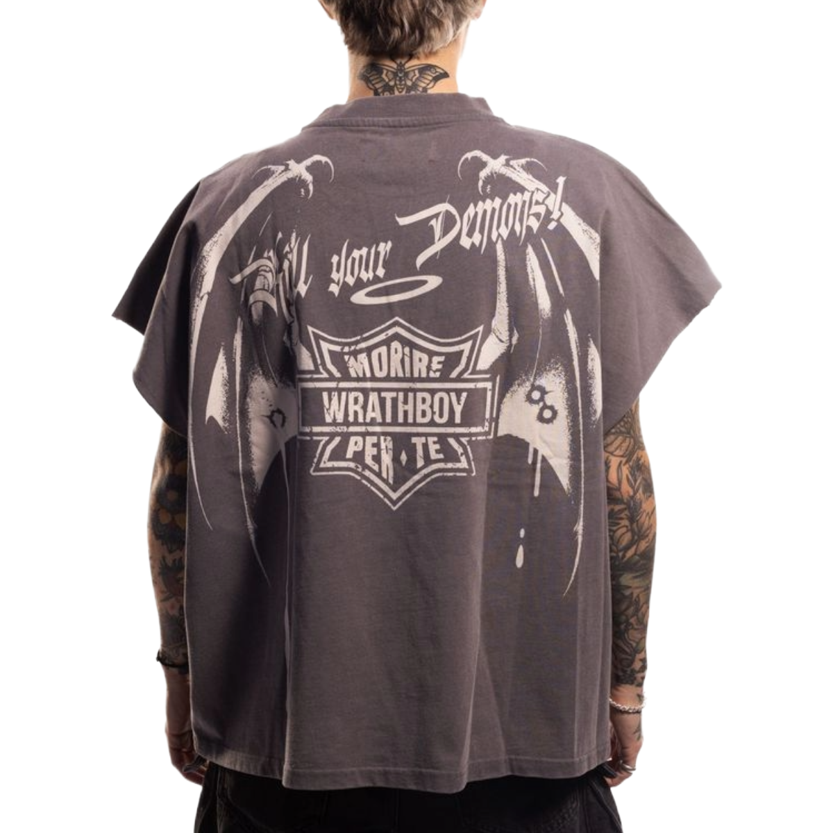 WRATHBOY 'KILL YOUR DEMONS' SLEEVELESS TEE (GREY)