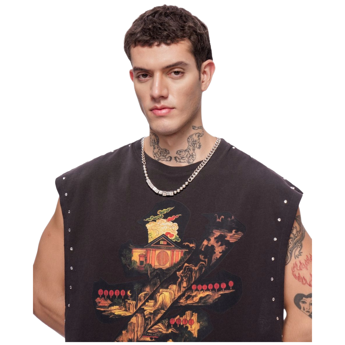 VALABASAS "EMBER GLYPH" CUT OFF TEE (BLK WASH)