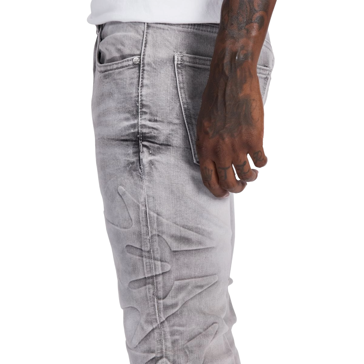 MELEE 'NINJA' EMBOSSED GRAY WASH DENIM