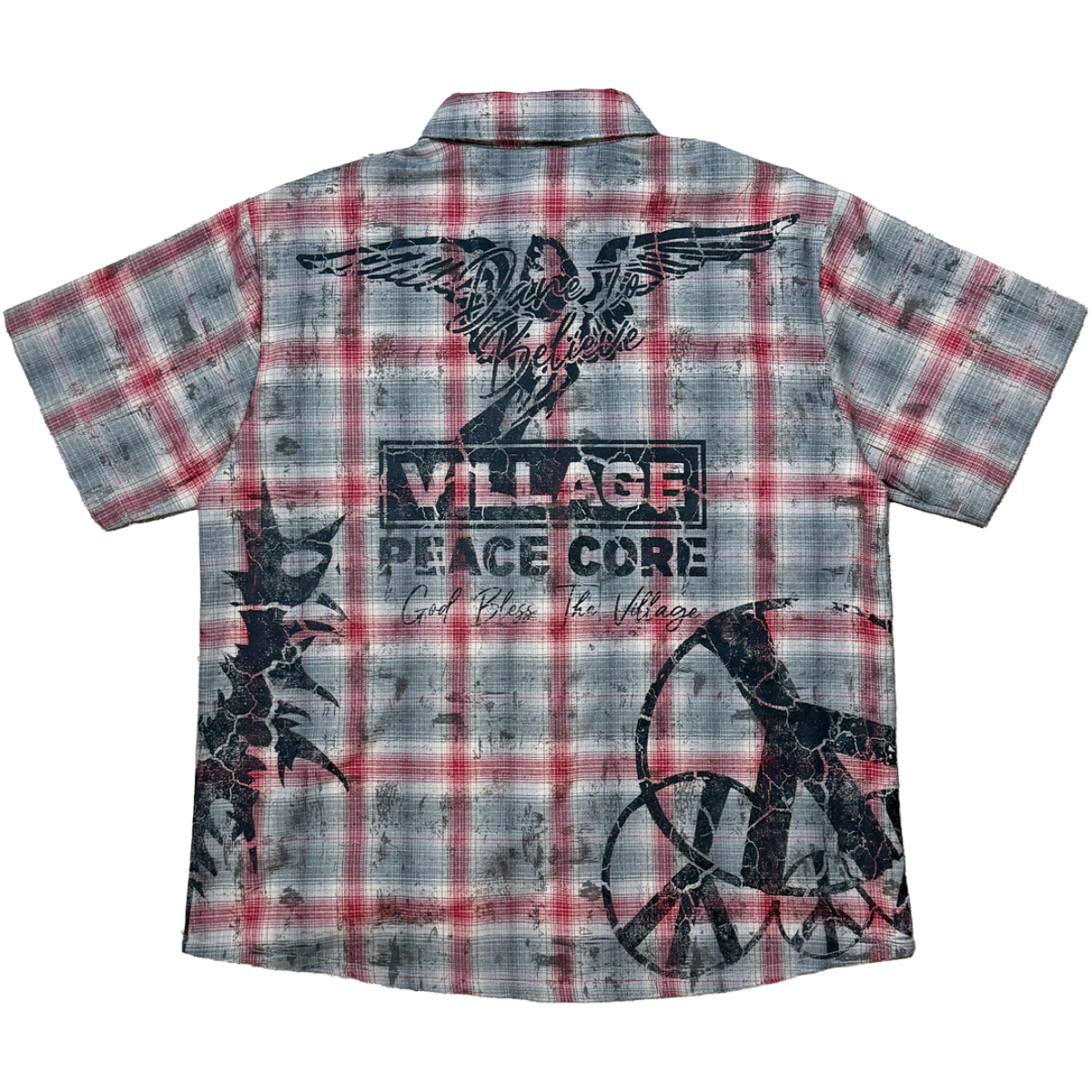 VILLAGE 'PEACE' SS BUTTON UP (RED)