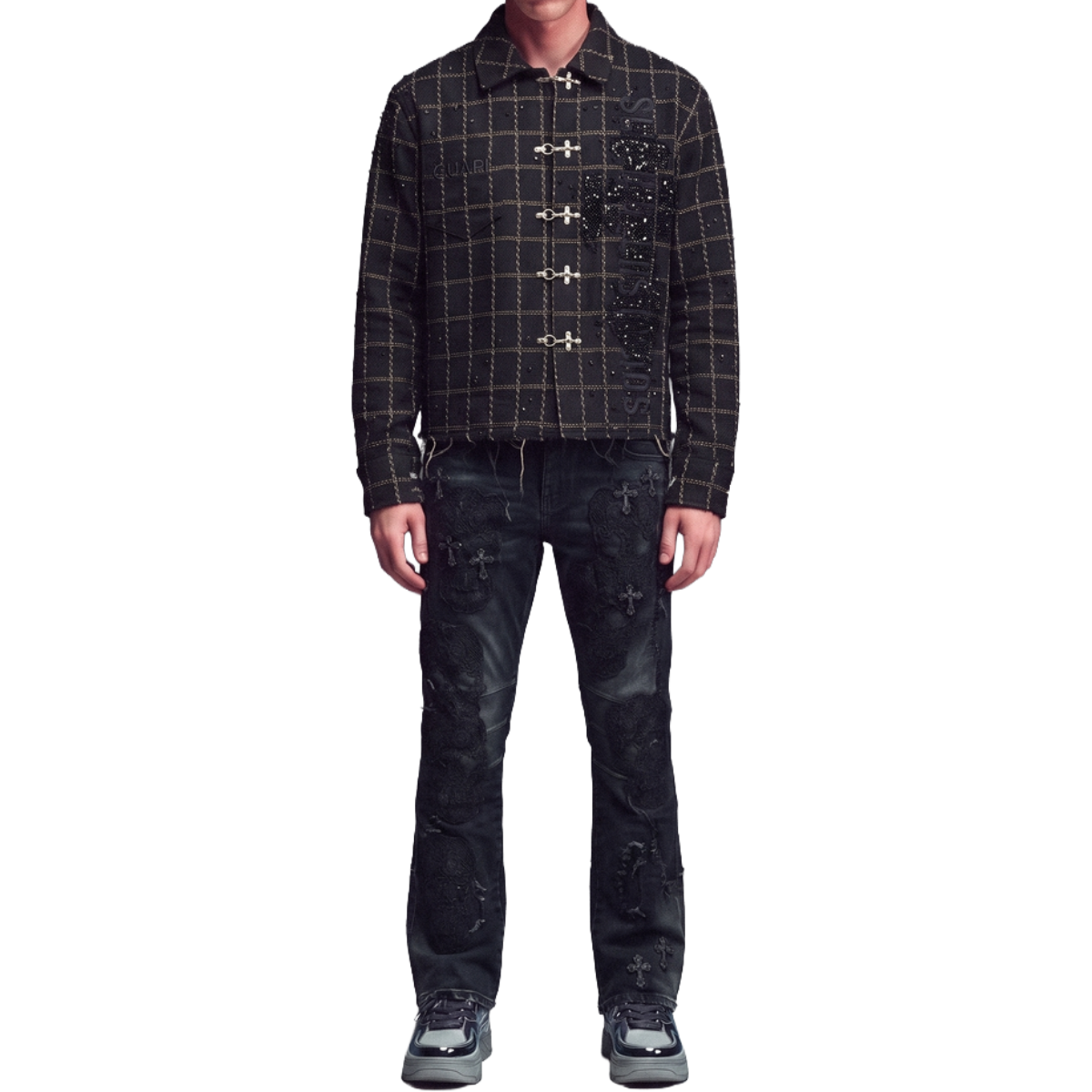 GUAPI 'GRID' BUTTON UP (OBSDN BLK)