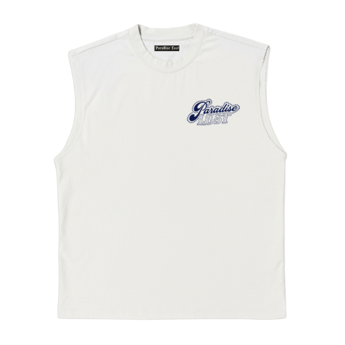 PL 'LOST PASSPORT' SLEEVELESS TEE (WHT)