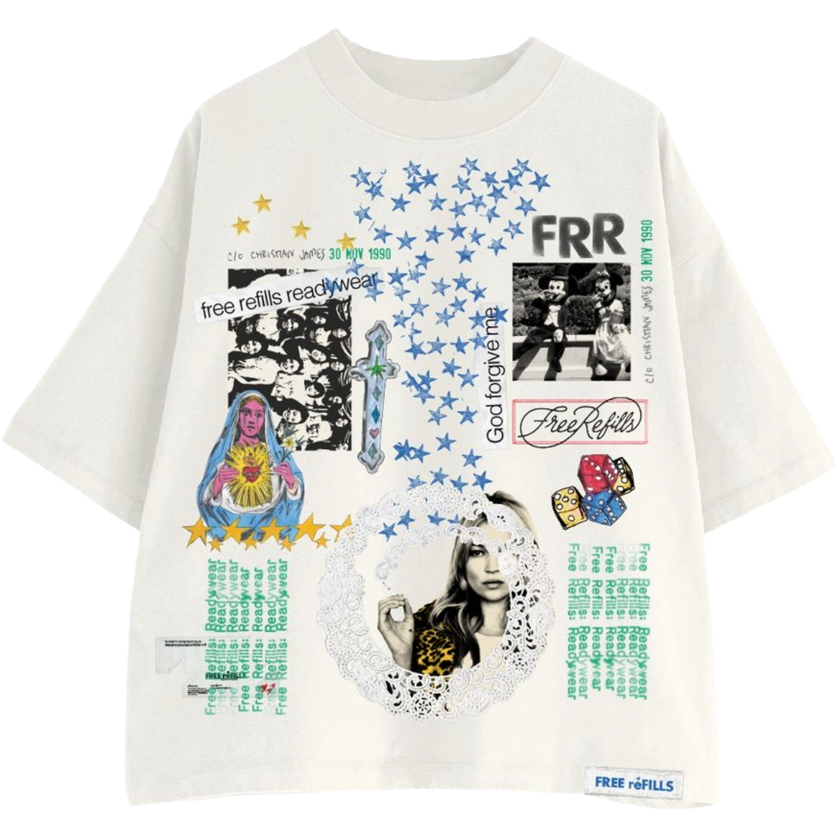 FR 'COLLAGE' SS TEE (OFF WHT)