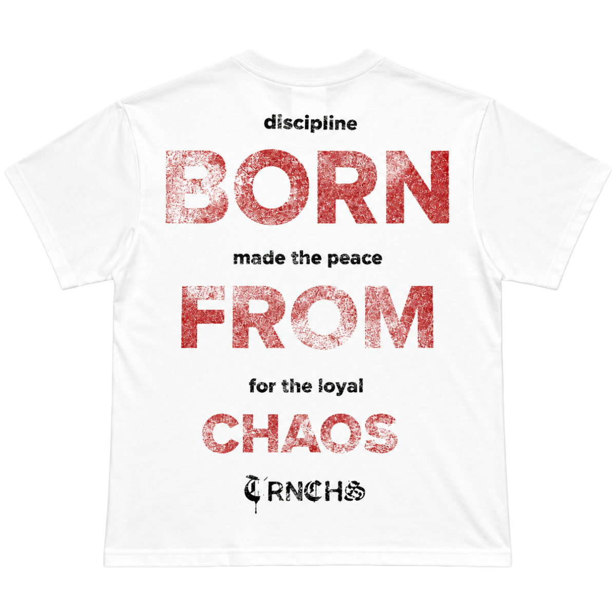 TRNCHS 'BORN FROM CHAOS' SS TEE (WHT)