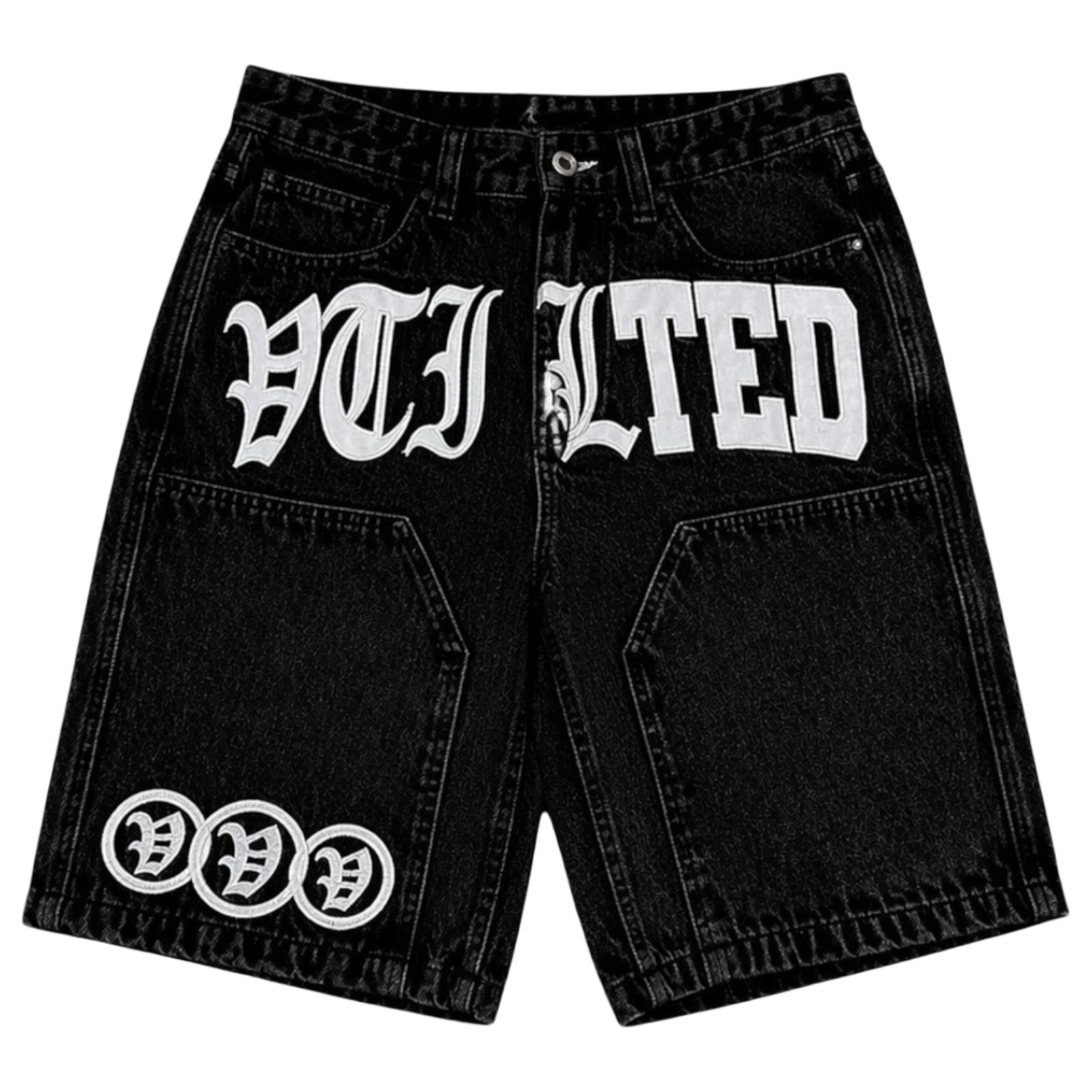 VTILTED 'FORMULA' DENIM SHORTS (BLK)