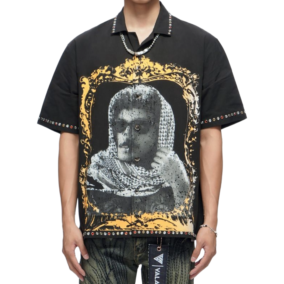 VALABASAS 'FRAMEWORK' SS BUTTON UP (BLK)