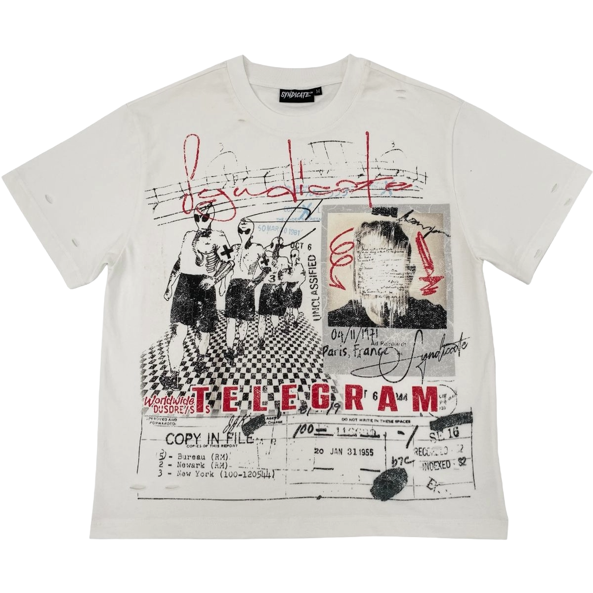 SYNDICATE 'TELEGRAM' SS TEE (WHT)