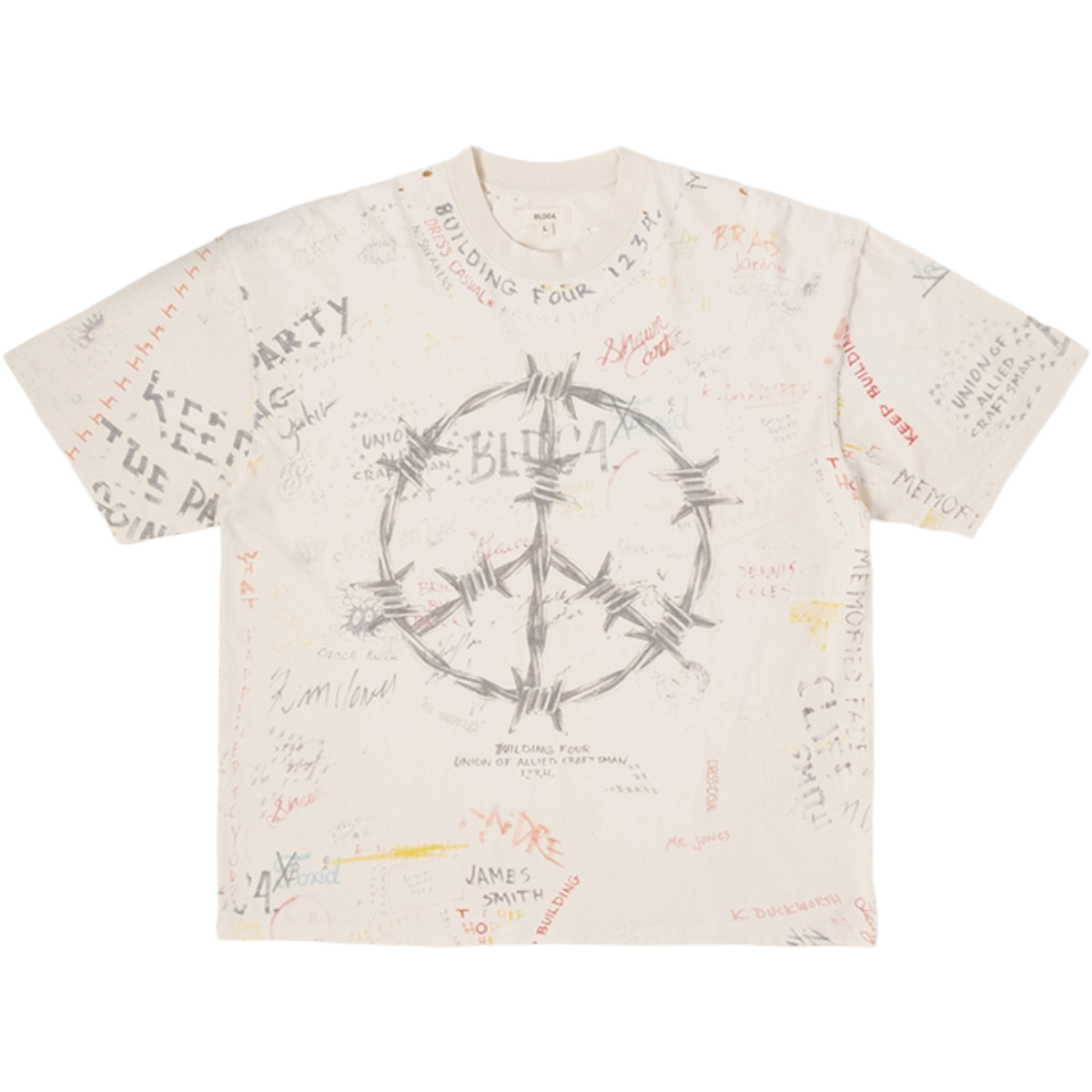 BLDG4 'THE CENTRE' SS KNIT TEE (ANTQ WHT)