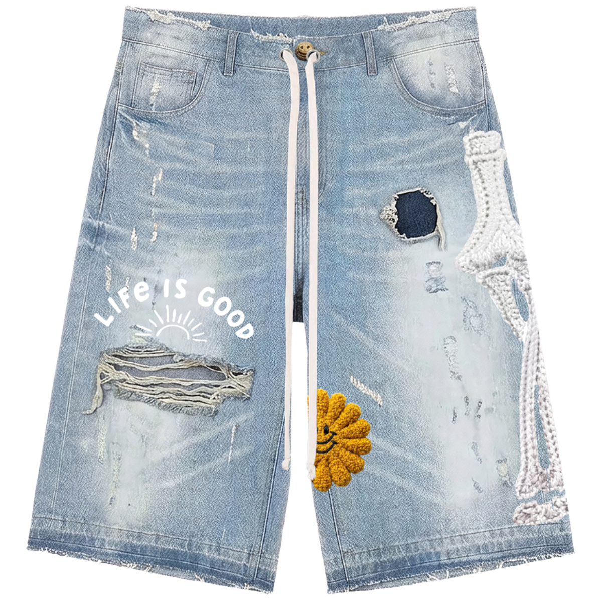 AH 'LIFE IS GOOD' DENIM SHORT (LT BLUE)