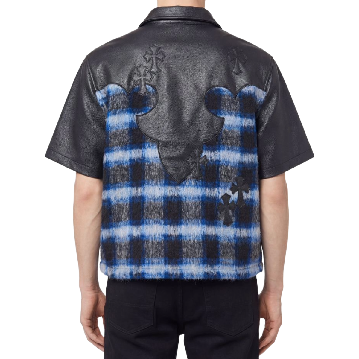 GUAPI 'MIDNIGHT CROSS PATCH' SS BUTTON UP (BLK/BLUE)