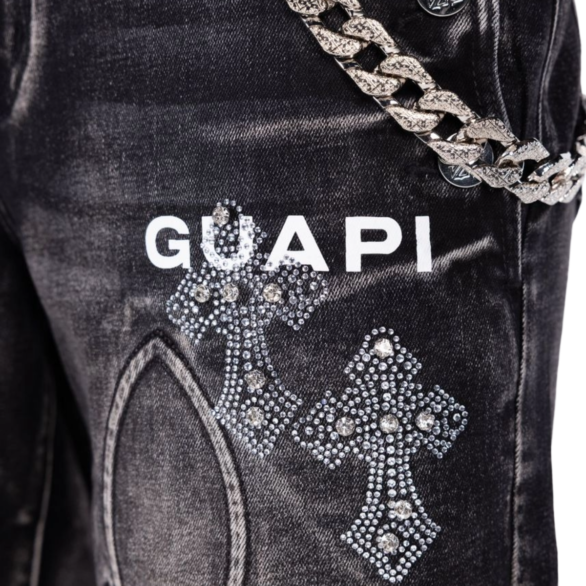 GUAPI 'FADED OBSIDIAN' DENIM SHORTS (BLK)