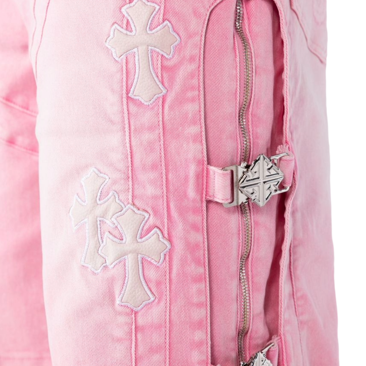 GUAPI 'CROSS BUCKLE' DENIM SHORTS (FRENCH ROSE)