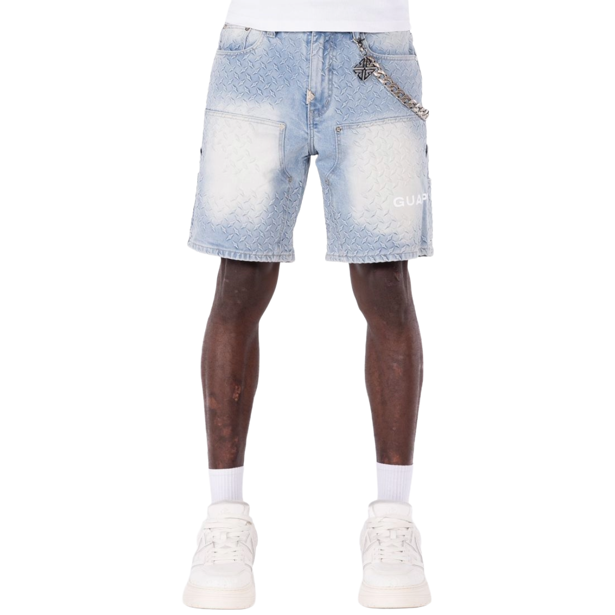 GUAPI 'STEEL PLATE' DENIM SHORTS (AQUA BLUE)