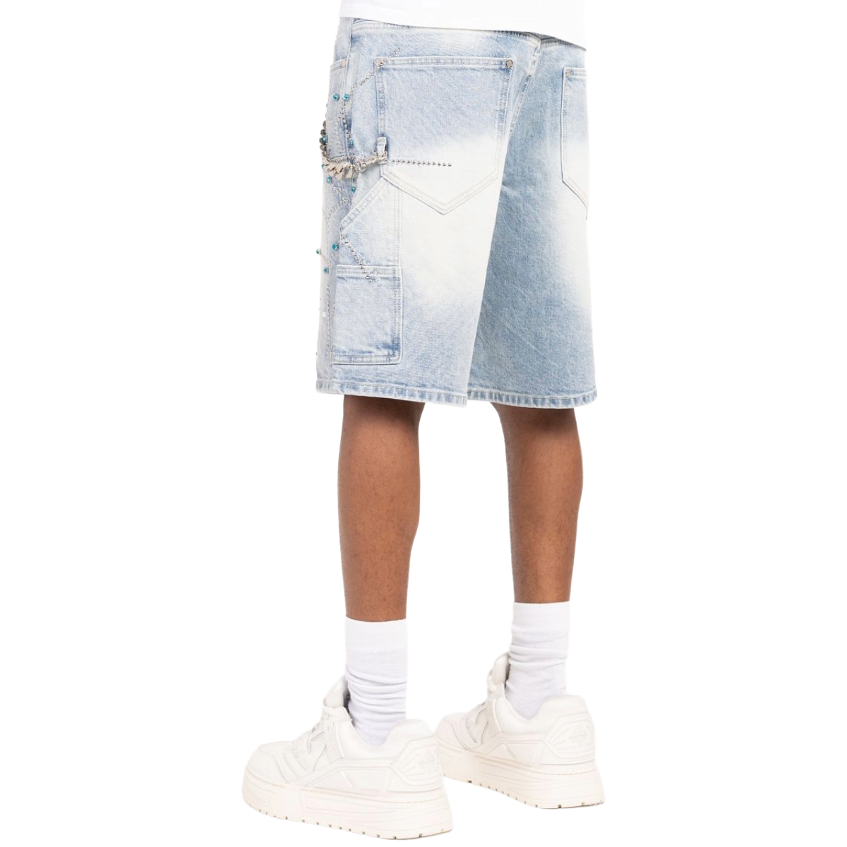 GUAPI 'AQUA' SPIDER DENIM SHORTS (LT BLUE)