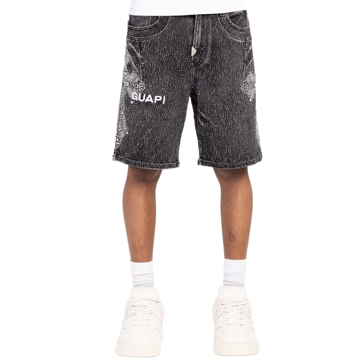 GUAPI 'DISTRESSED' DENIM SHORTS (VTG BLK)