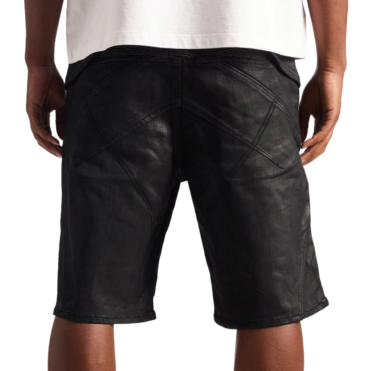 EMBELLISH 'DRONE' WAXED DENIM SHORTS (BLK)