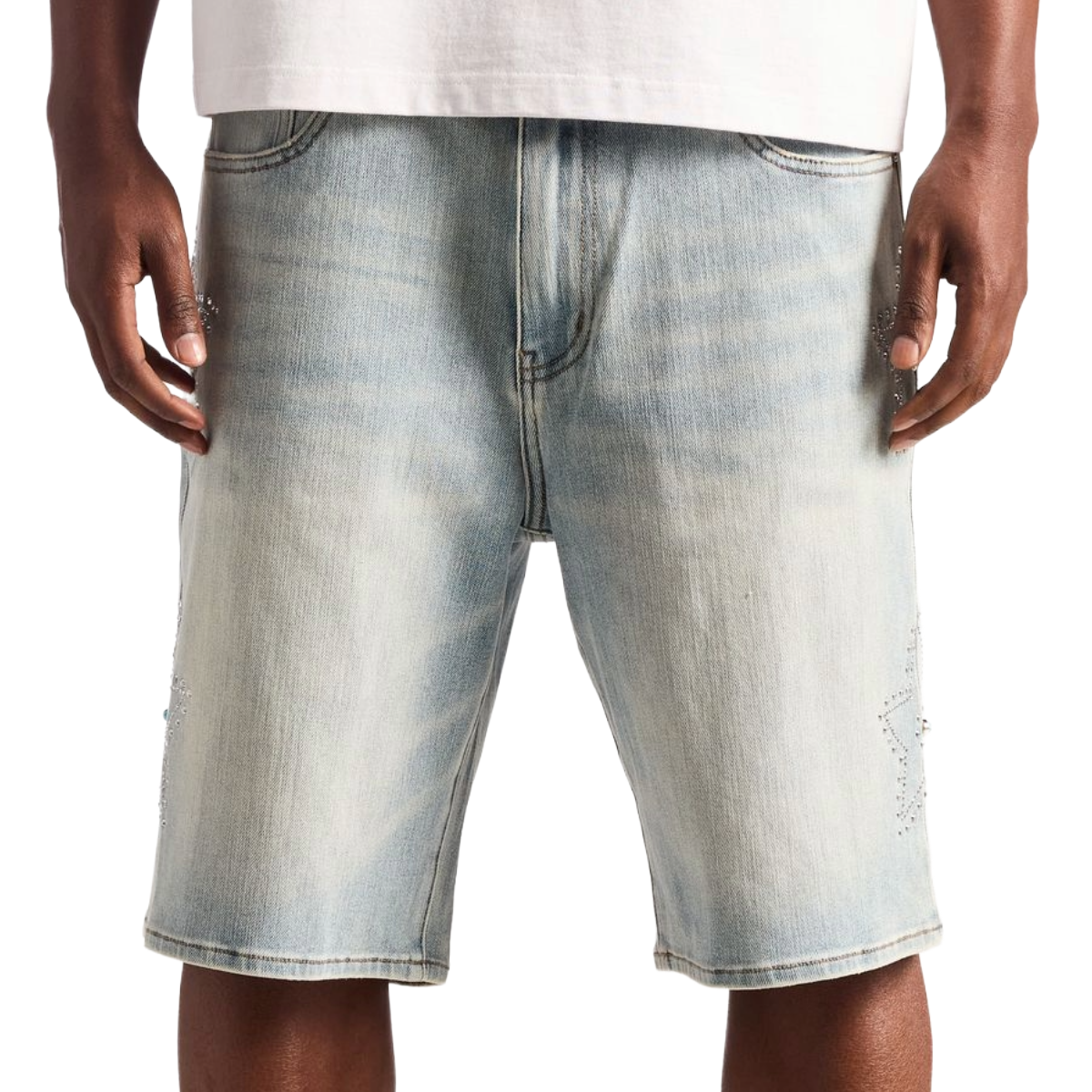 EMBELLISH 'STAR' DENIM SHORTS (BLUE)