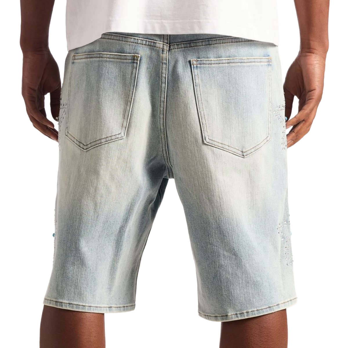 EMBELLISH 'STAR' DENIM SHORTS (BLUE)
