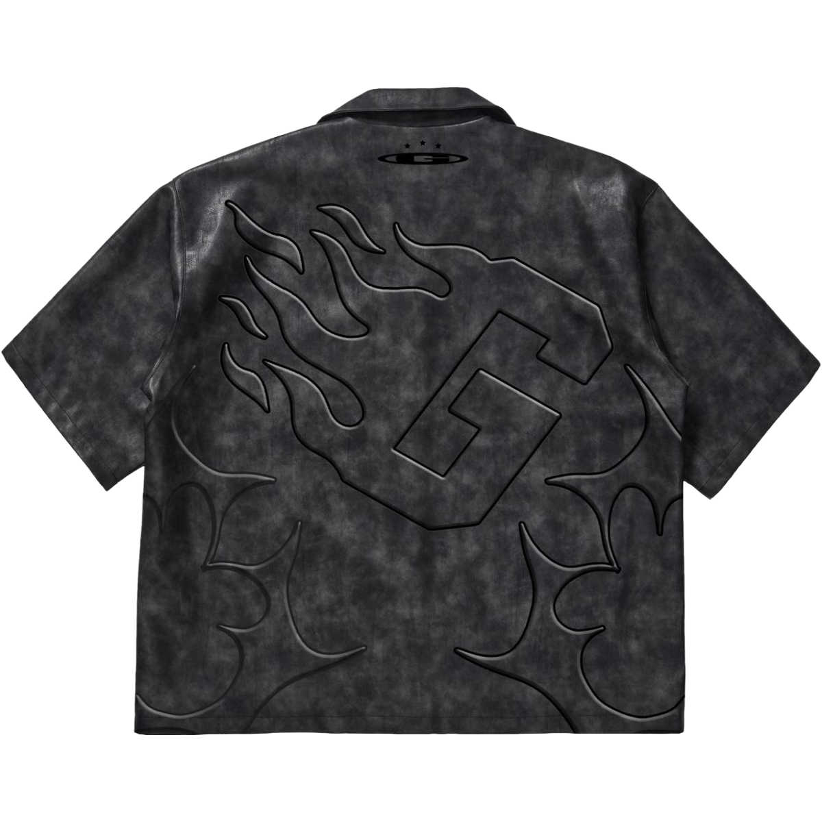 GALA 'SMUG' SS LEATHER SHIRT (BLK WASH)