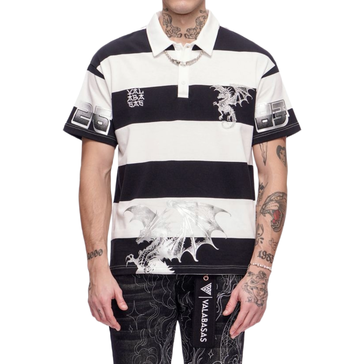 VALABASAS 'KAIJU' SS COLLAR SHIRT (BLK/WHT)