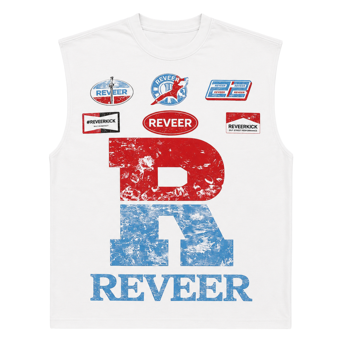 REVEER 'RACING SOCIETY' SLEEVELESS TEE (WHT)