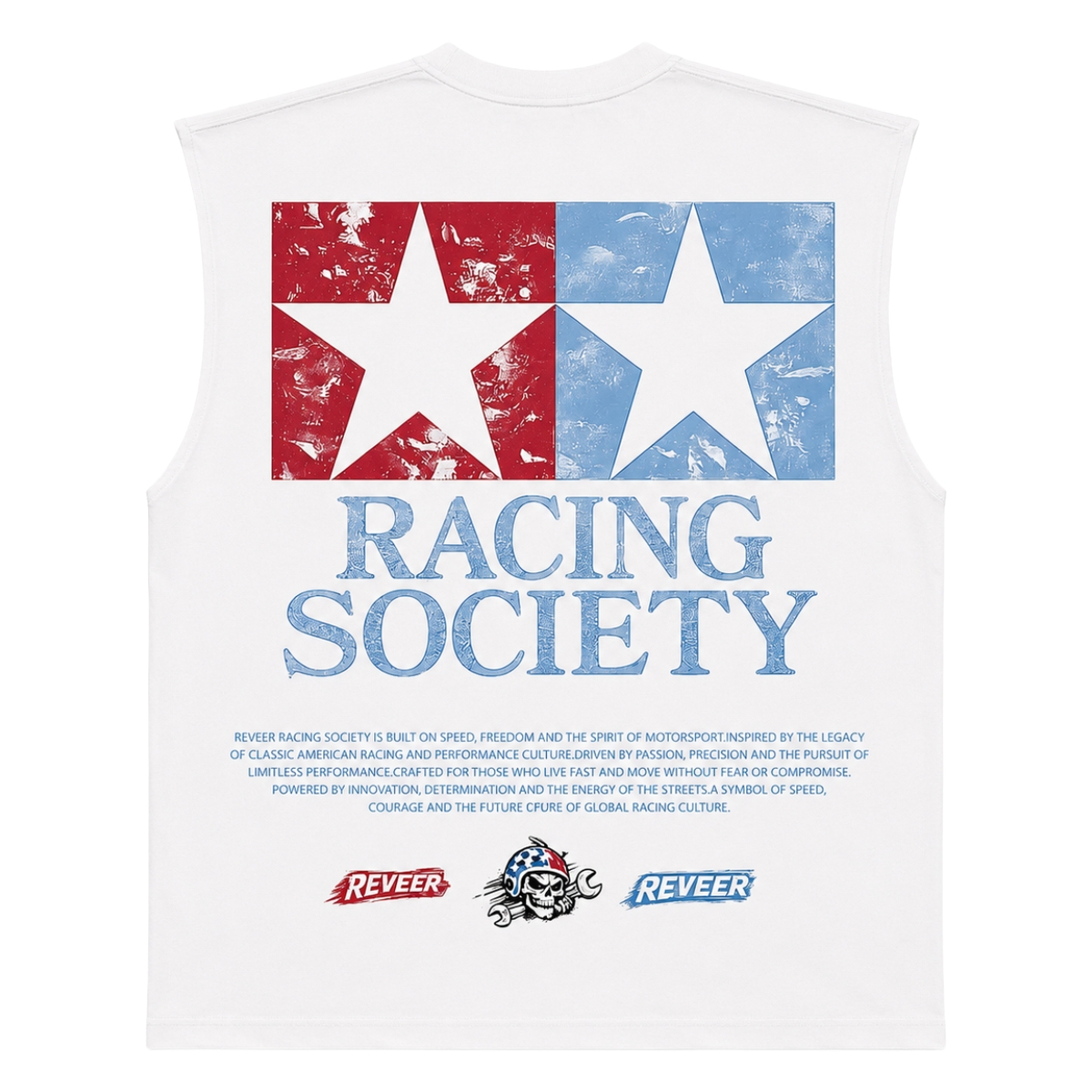 REVEER 'RACING SOCIETY' SLEEVELESS TEE (WHT)