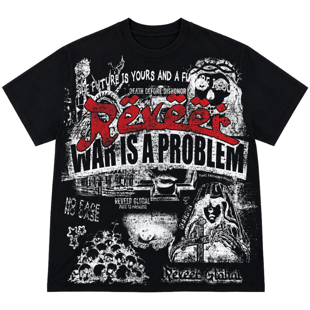 REVEER 'WAR IS A PROBLEM' SS TEE (BLK)