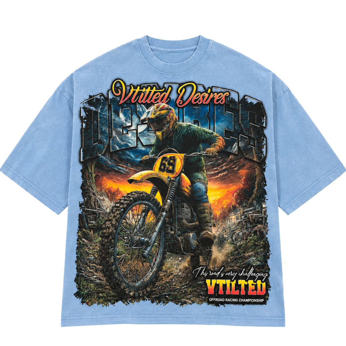 VTILTED 'OFFROAD' SS TEE (BLU WASH)