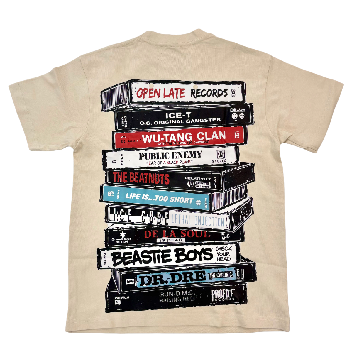 NC 'OPEN LATE RECORDS' SS TEE (TAN)