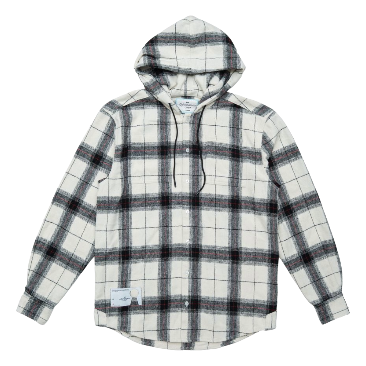 BAO 'TENSION' EMBROIDERED HOODIE FLANNEL (BLK/WHT)